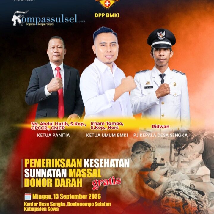 BMKI Hadirkan Bakti Sosial Kesehatan Gratis di Gowa, Warga Sengka Dapat Pemeriksaan, Sunatan Massal dan Donor Darah